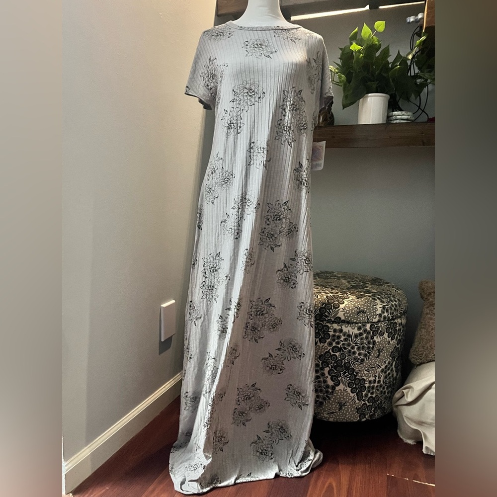 Lularoe Maria Floral Gray Dress